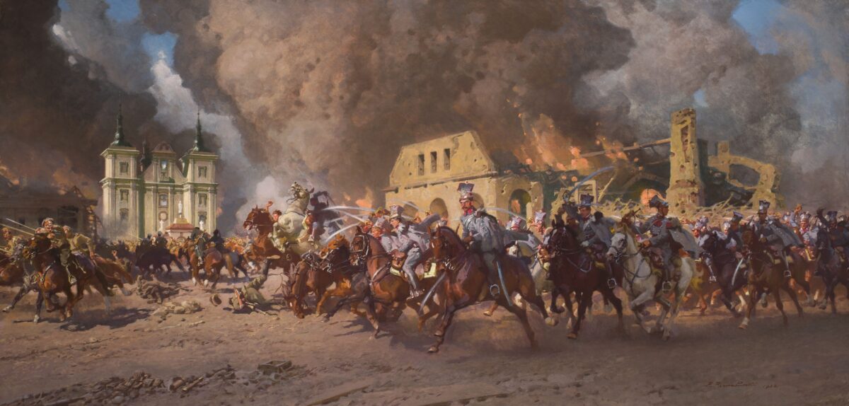 Zygmunt Rozwadowski, Bitwa I&nbsp;Brygady Legionów z&nbsp;wojskami rosyjskimi w&nbsp;Urzędowie w&nbsp;lipcu 1915 roku (Belina pędzi Moskali z&nbsp;Urzędowa) [Muzeum Narodowe w&nbsp;Warszawie]