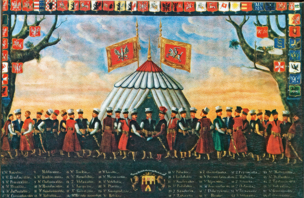 Zgromadzenie obywateli szlacheckich na&nbsp;polu elekcyjnym, obraz nieznanego malarza po&nbsp;1776 [domena publiczna] 1